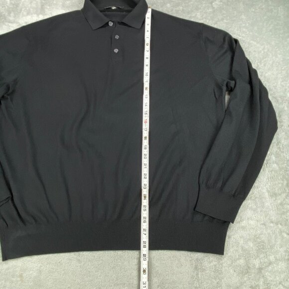 Mitchells Polo Sweater Mens 2XL Black Wool & Cashmere Silk Comfort Long Sleeve - Picture 3 of 9